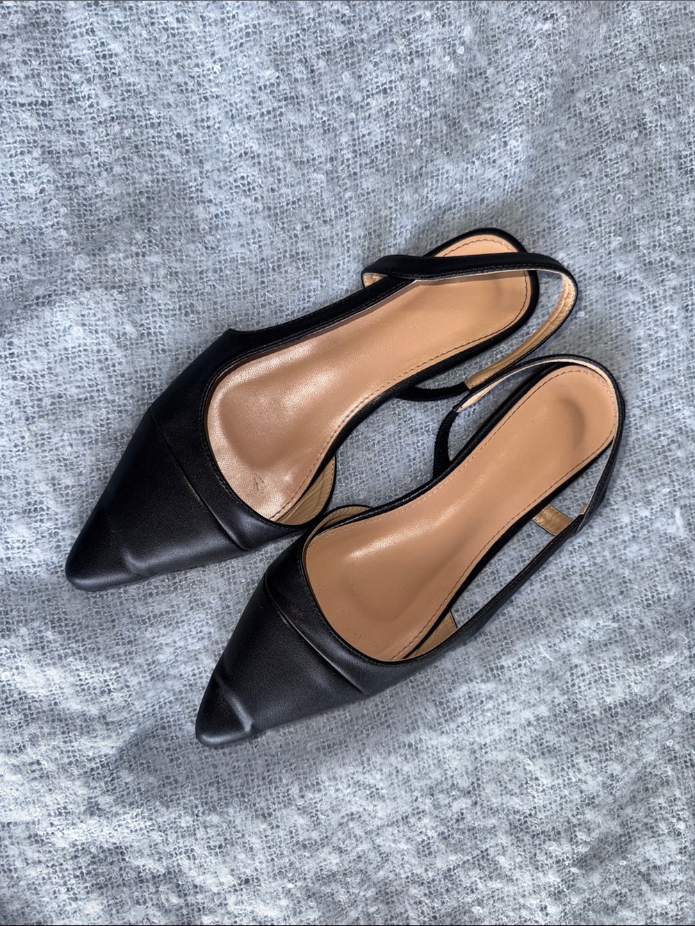 Classic Black Pointed Slingback Mules